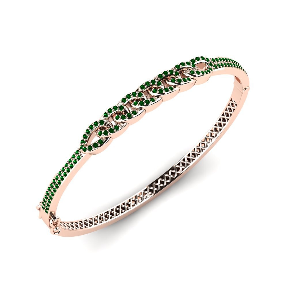 14k Rose Gold Green Zirconia SYLVIE Bangle Calole
