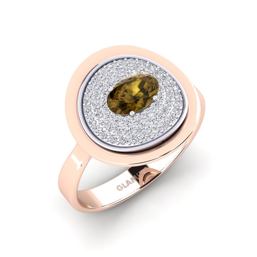 14ct Rose & White Gold Brown Zircon Ring Calquera