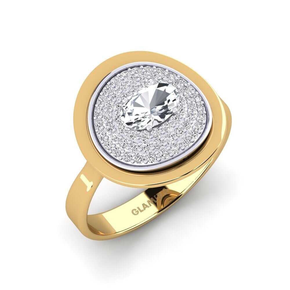 14ct Yellow / White Gold White Zircon Ring Calquera