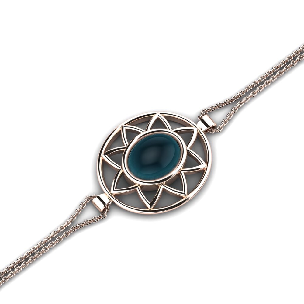 14k Rose Gold Cabochon London Blue Topaz Women's Bracelet Camaris