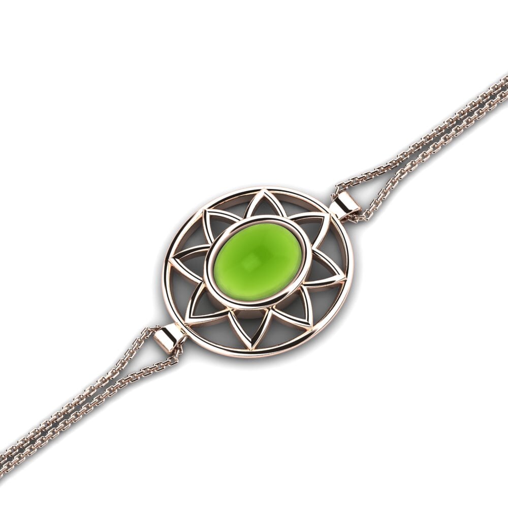 9k Oro Rosa Peridoto Cabujón Pulsera de Mujer Camaris