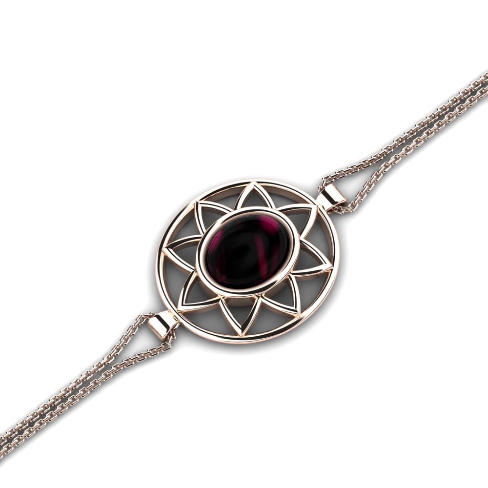 9k Oro Rosa Granate Rhodolite Cabujón Pulsera de Mujer Camaris