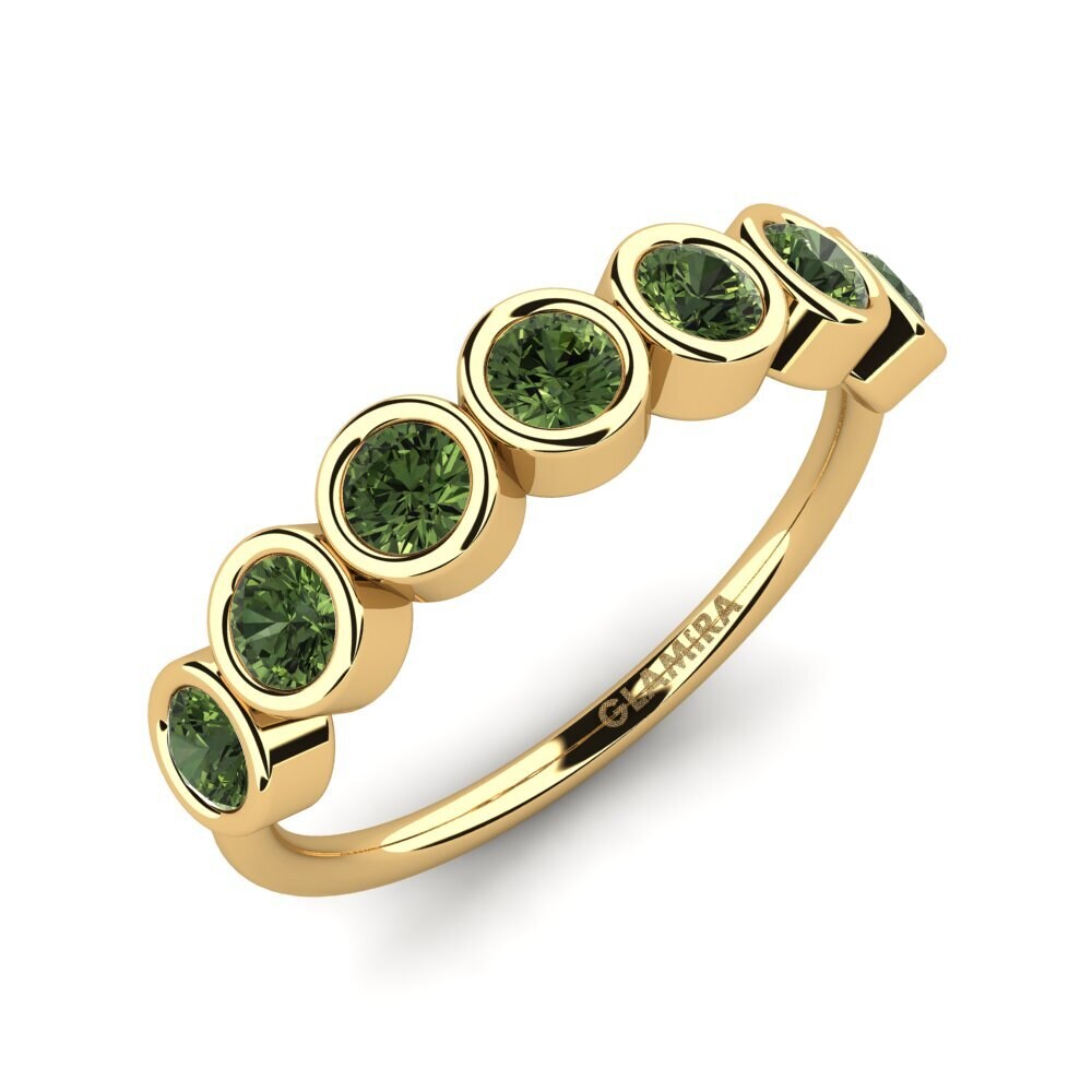 Or Jaune 14k Saphir vert Bague Cambs