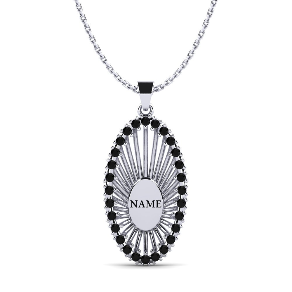 Schwarzer Saphir Damen anhänger Camembert