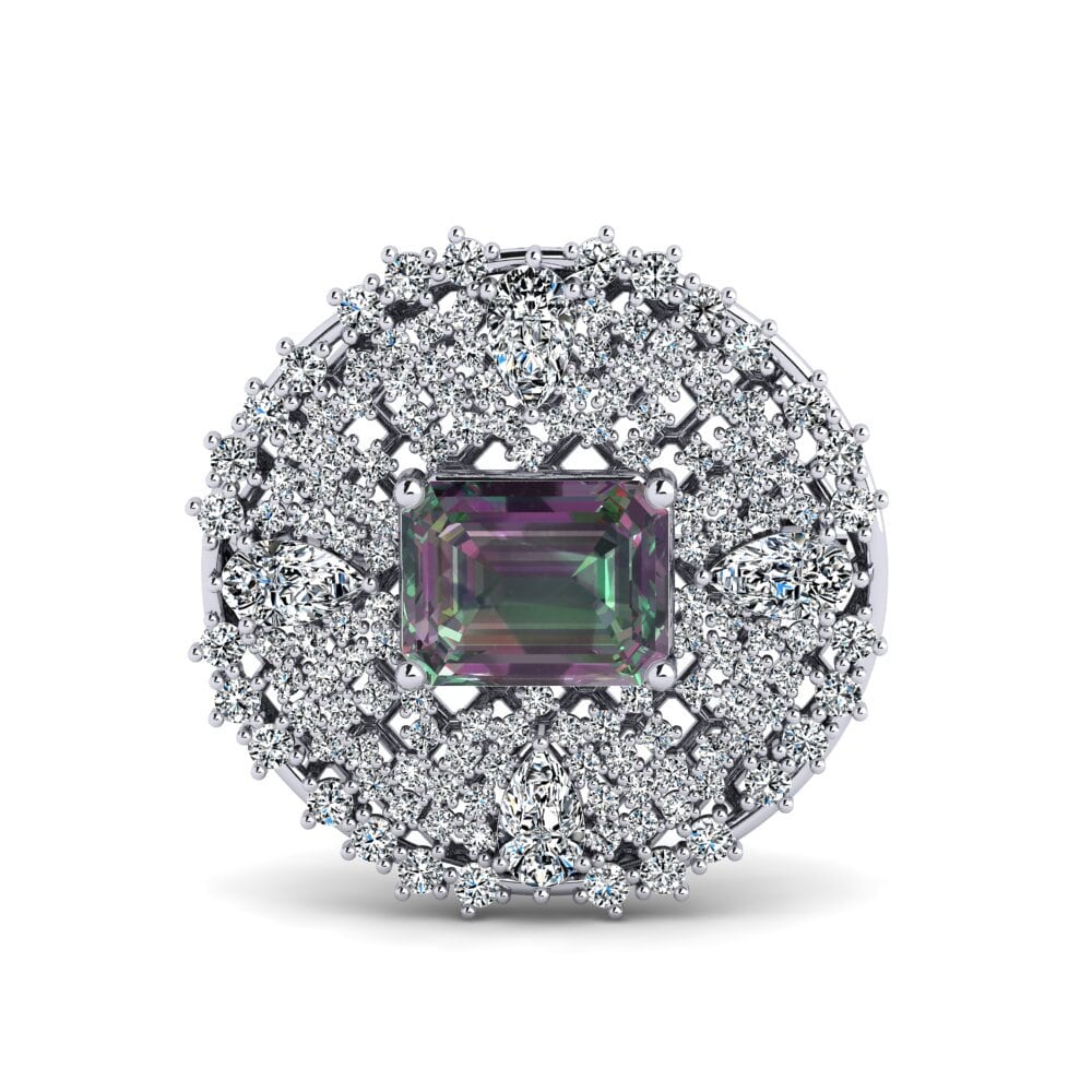 14ct White Gold Mystic Topaz Brooch Campagna