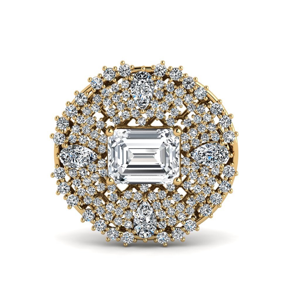Vàng 14K Đá Zircon Trắng Trâm cài Campagna