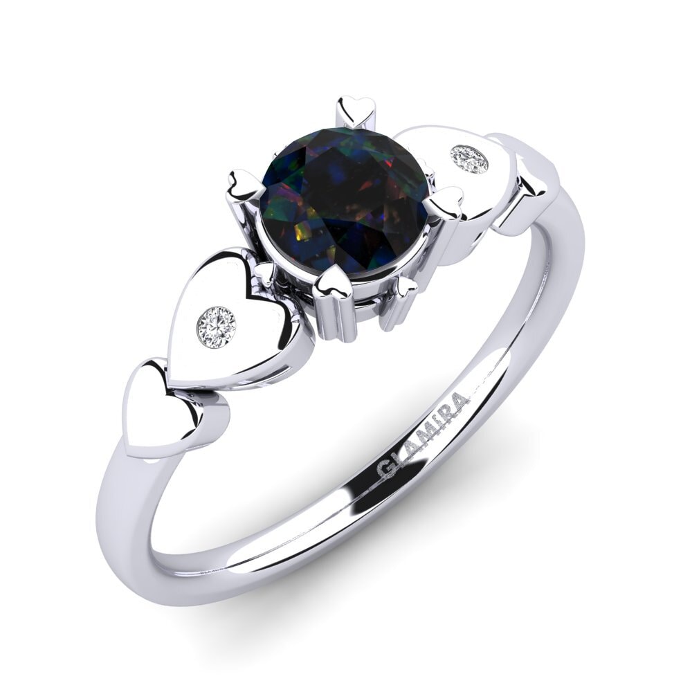 Black Opal Engagement Ring Camponilla