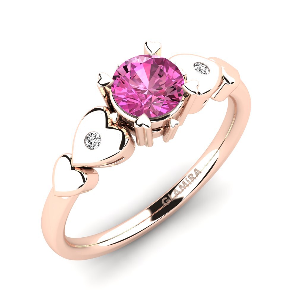 14k Oro Rosa Topacio Rosa Anillo de compromiso Camponilla