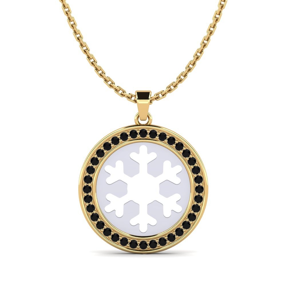 COLGANTES 9k Oro Amarillo & Blanco Diamante Negro Snowflake