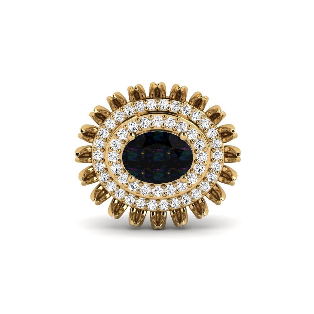 Gelbgold 375 Schwarzer Opal Brosche Canavan