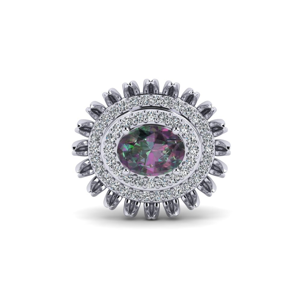 14ct White Gold Mystic Topaz Brooch Canavan