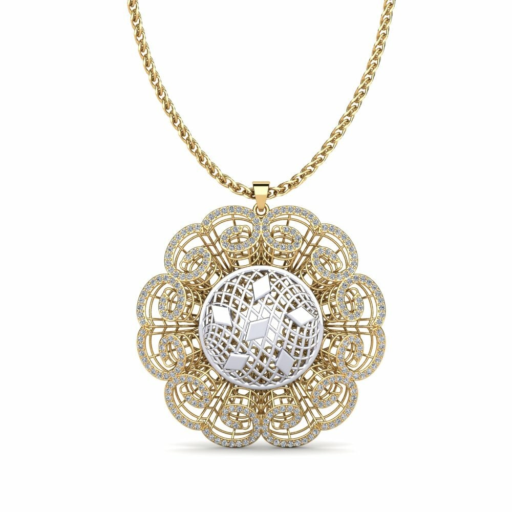 14k Oro Amarillo & Blanco Colgante de Mujer Canonnerin