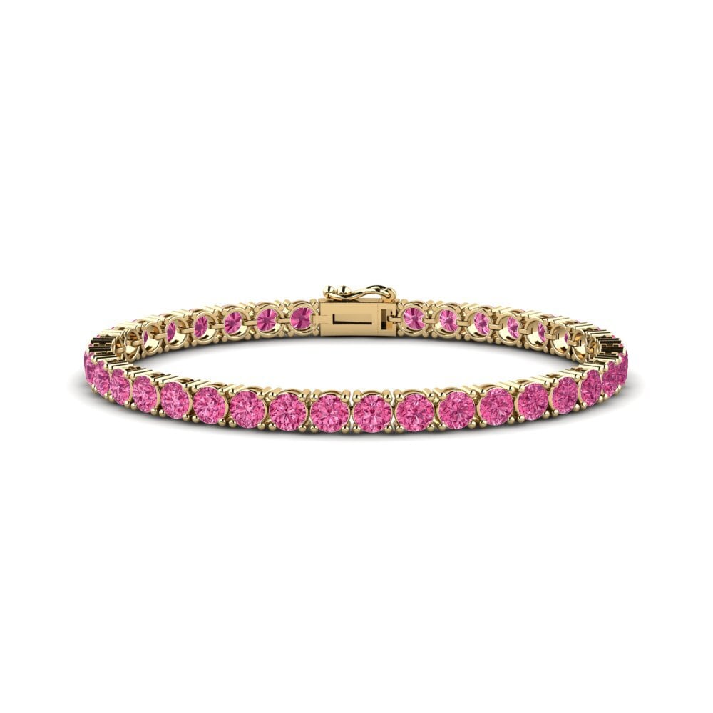 14ct Yellow Gold Pink Tourmaline Women's Bracelet Caoimhe 4.5 mm