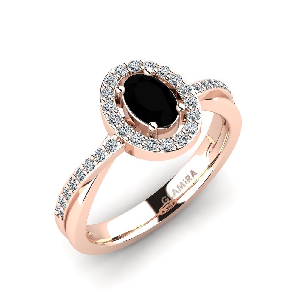 Oro Rosso 585 Diamante Nero Anello da donna Caol