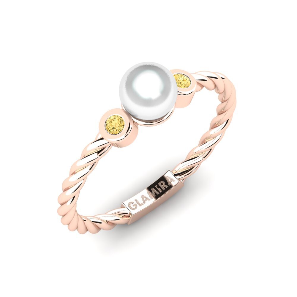 14k Oro Rosa Diamante Amarillo Anillo Caparazon