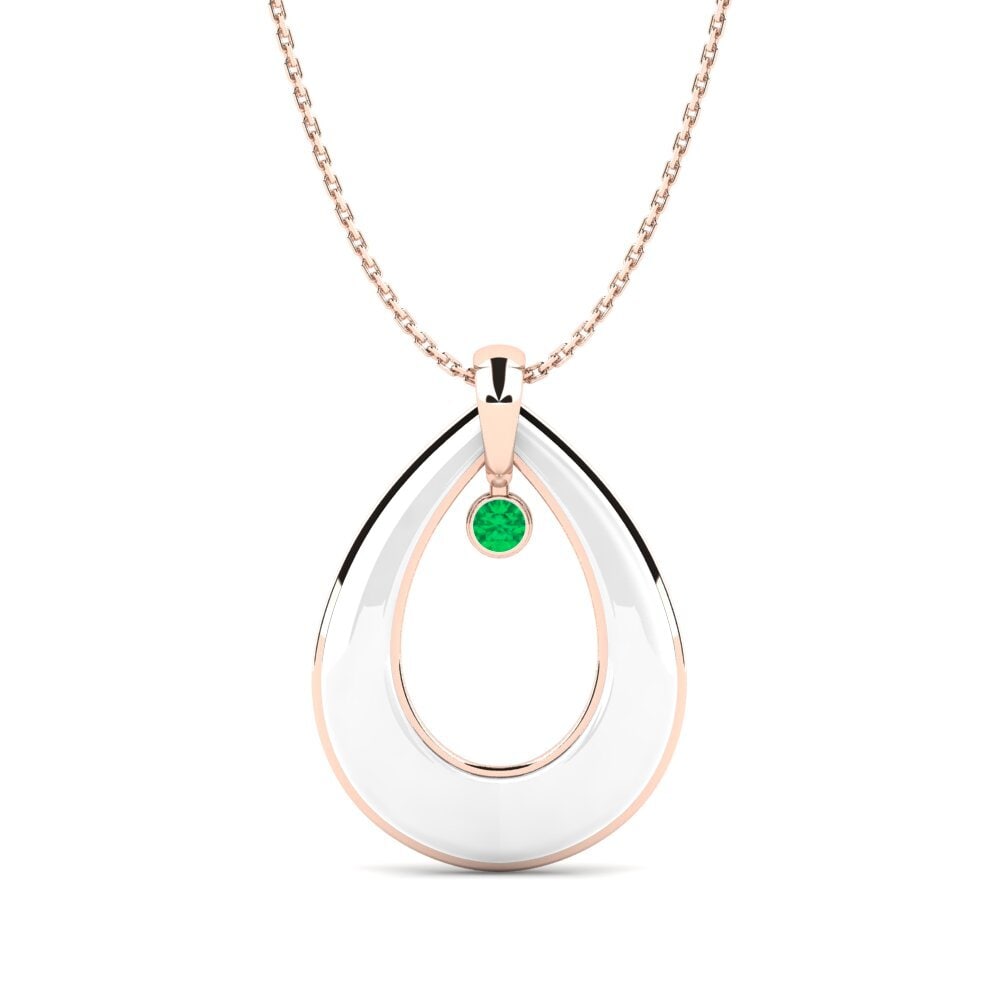 9ct Rose Gold Emerald Women's Pendant Caperton
