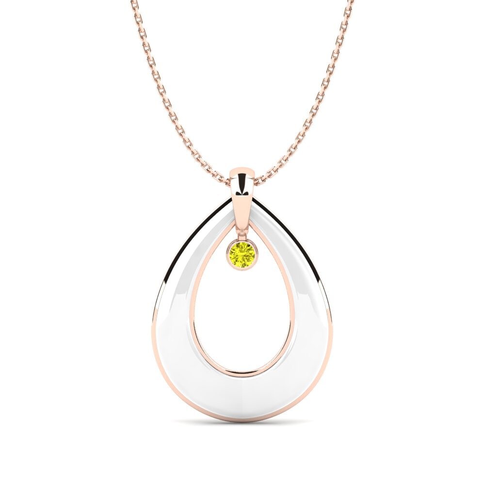 9ct Rose Gold Yellow Diamond Women's Pendant Caperton
