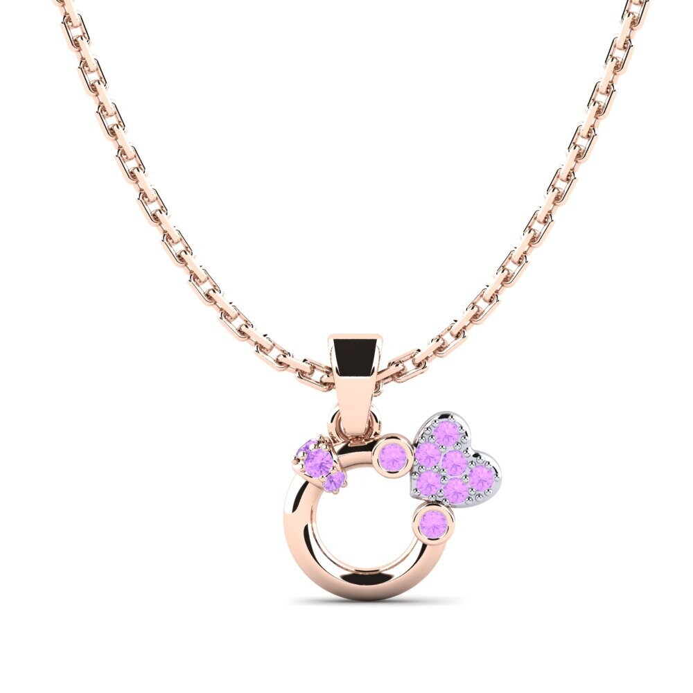 9k Oro Rosa & Blanco Amatista Colgante de Mujer Capita
