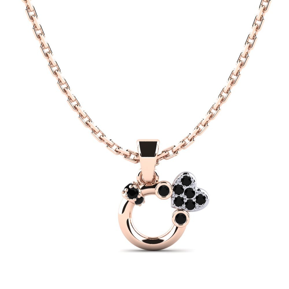 14k Oro Rosa & Blanco Zafiro negro Colgante de Mujer Capita
