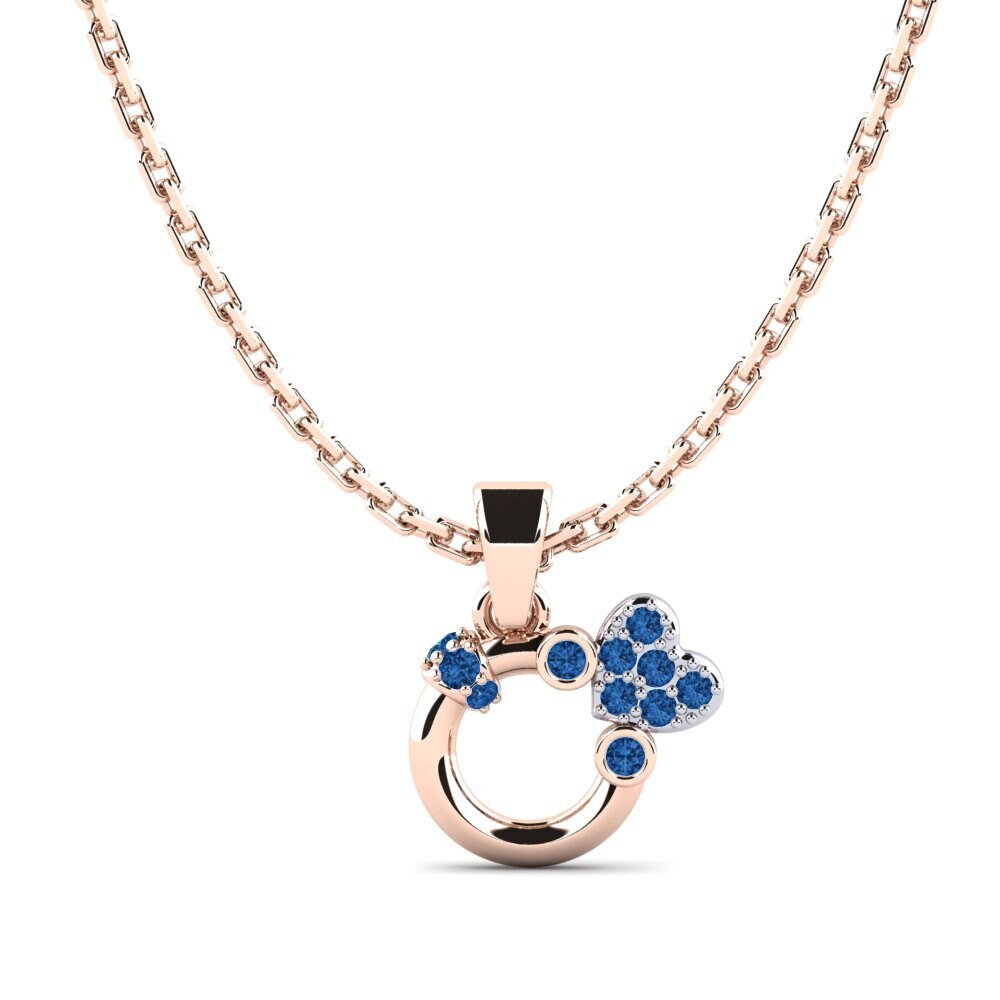 9k Oro Rosa & Blanco Circonita Azul Oscuro Colgante de Mujer Capita