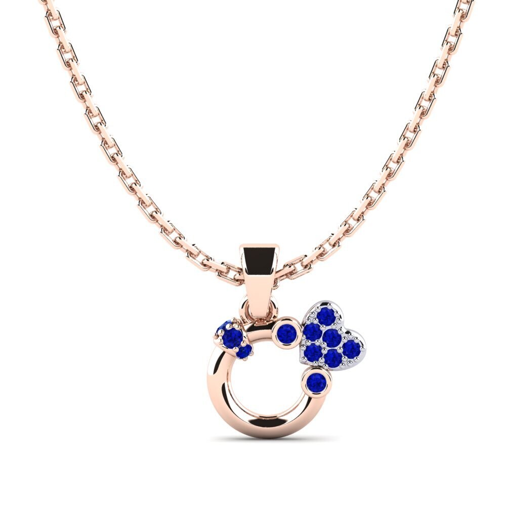 9k Oro Rosa & Blanco Zafiro Colgante de Mujer Capita
