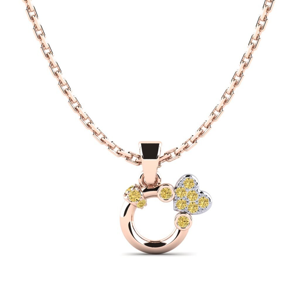 9k Oro Rosa & Blanco Diamante Amarillo Colgante de Mujer Capita