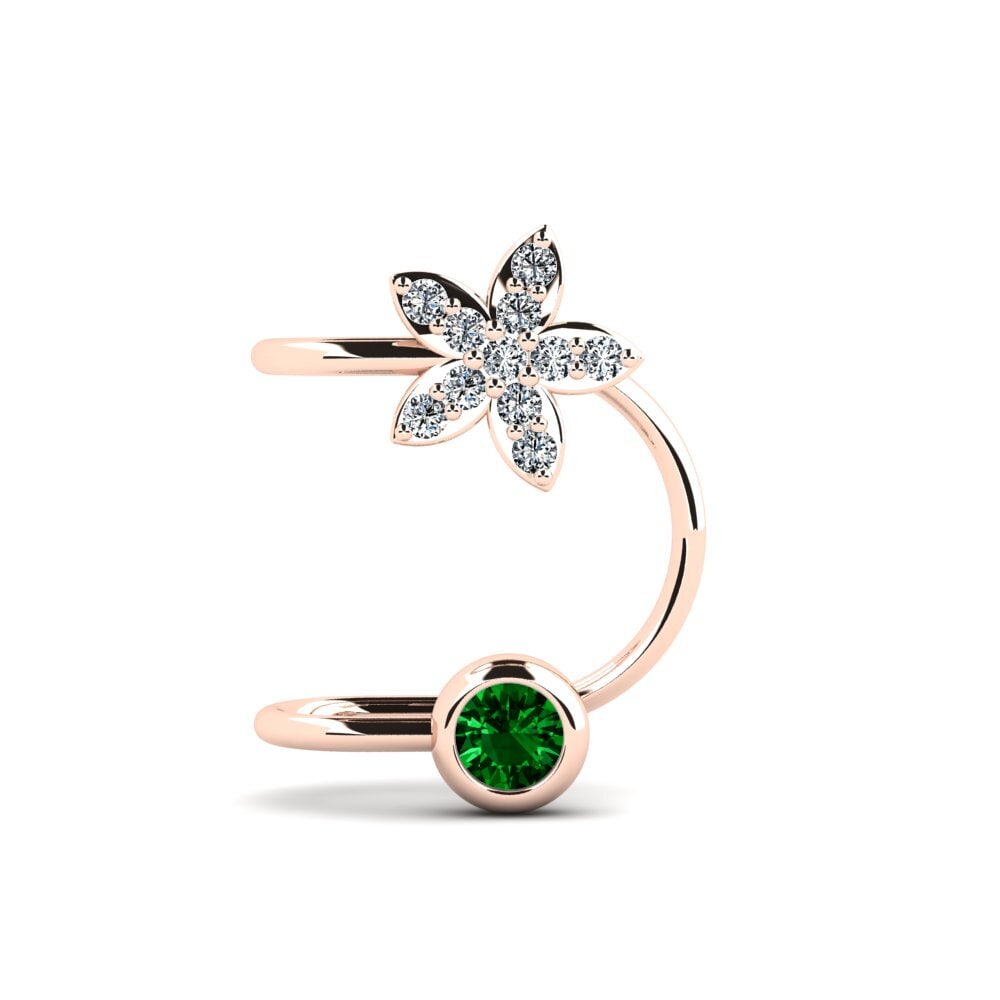 14k Oro Rosa Circonita Verde Pendiente de mujer Capote
