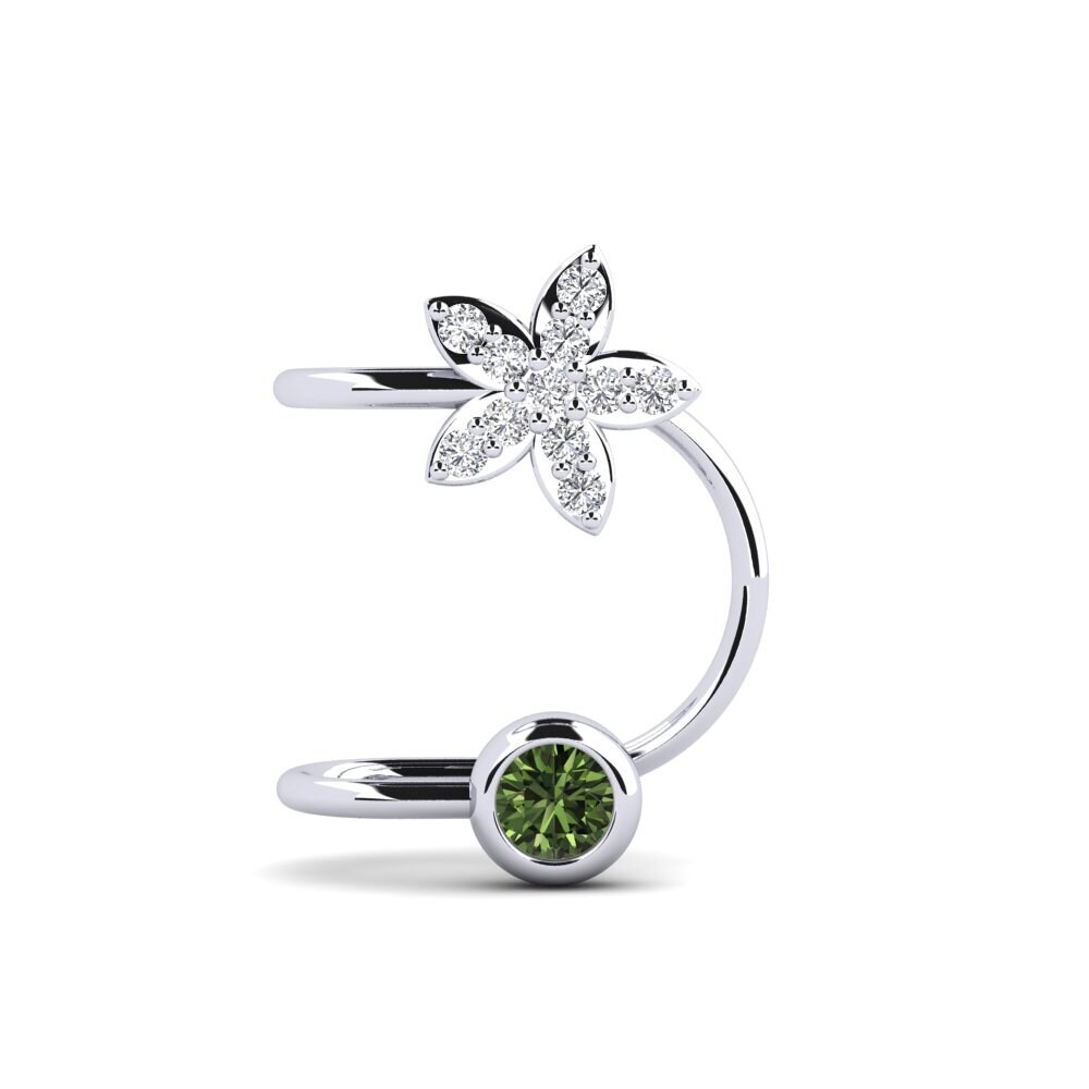 18k Oro Blanco Zafiro Verde Pendiente de mujer Capote