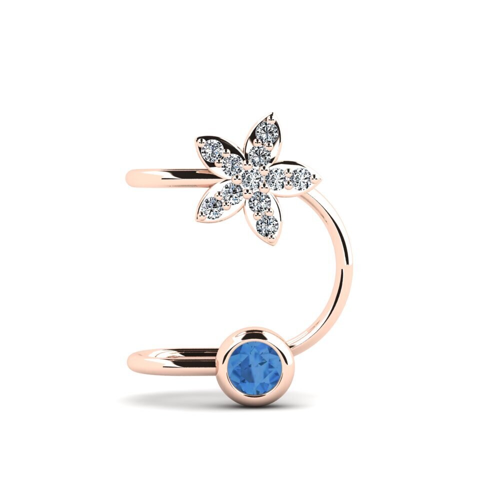 9k Oro Rosa Circonita Azul Oscuro Pendiente de mujer Capote