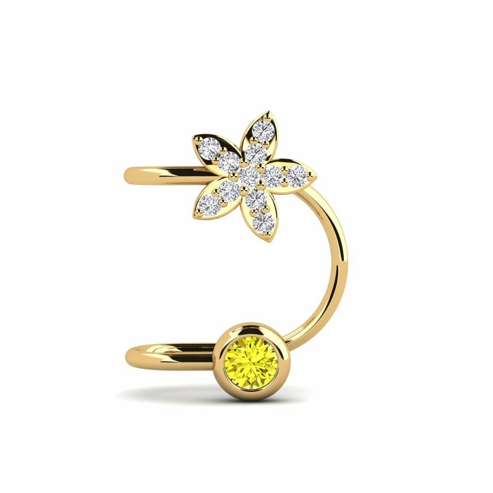 Brazalete de oreja Ear Cuffs Pendientes Capote Oro Amarillo 375 Diamante Amarillo