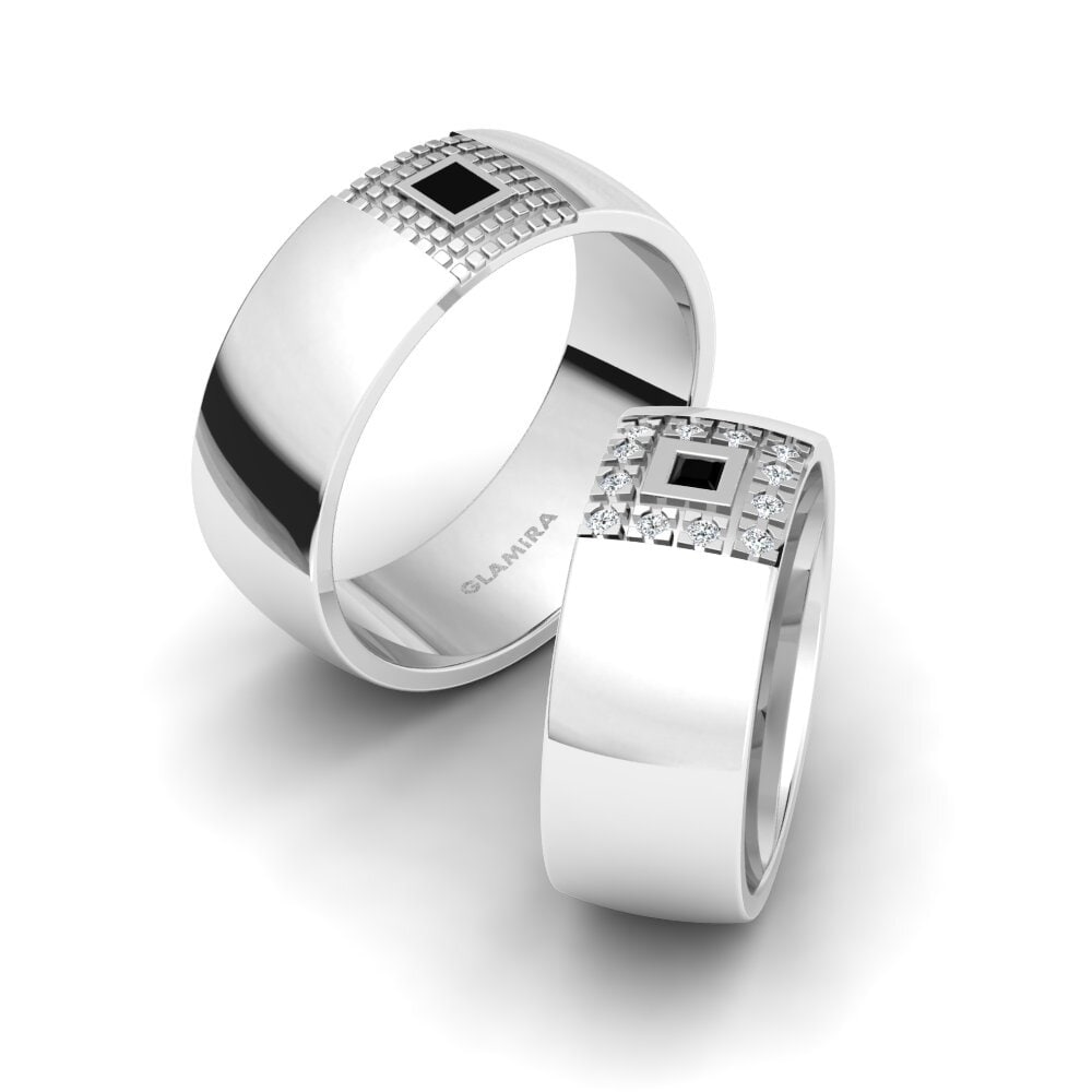 950 Palladium Black Diamond Wedding Ring Captivating Blaze 8 mm