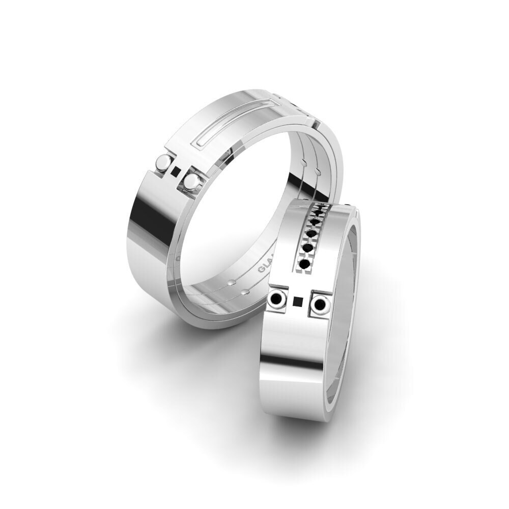 950 Palladium Black Diamond Wedding Ring Captivating Element 6 mm