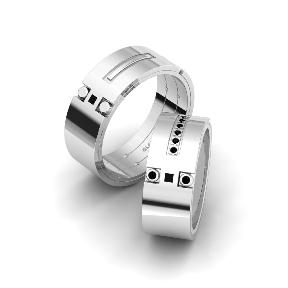 950 Palladium Black Diamond Wedding Ring Captivating Element 8 mm