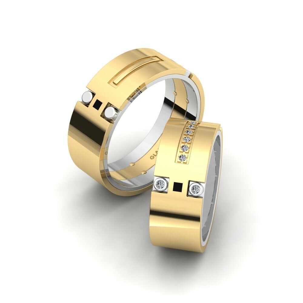 Fancy Wedding Rings Captivating Element 8 mm 585 Yellow & White Gold Zirconia