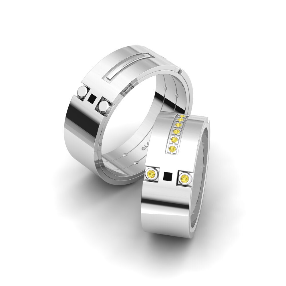 Zafiro amarillo Anillo de boda Captivating Element 8 mm