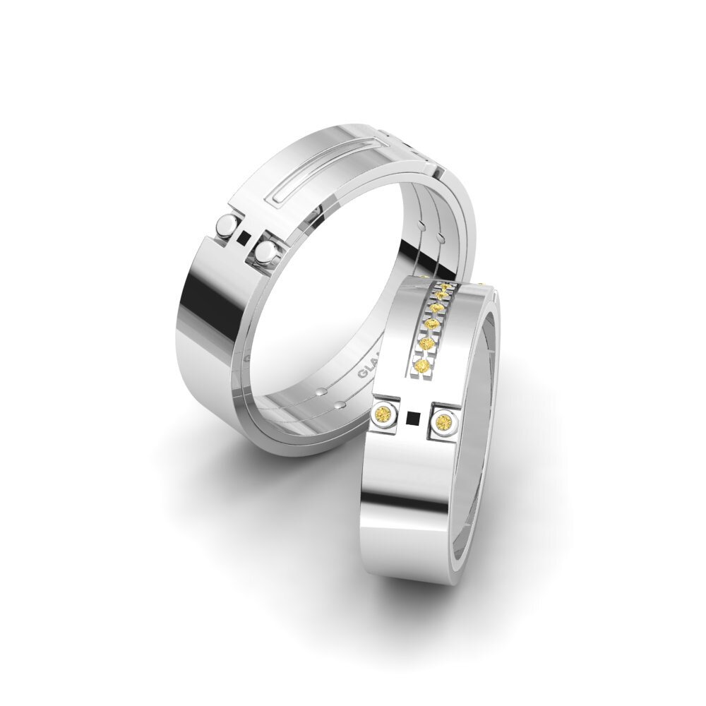 Weißgold 585 Gelber Diamant Trauring Captivating Element 6 mm