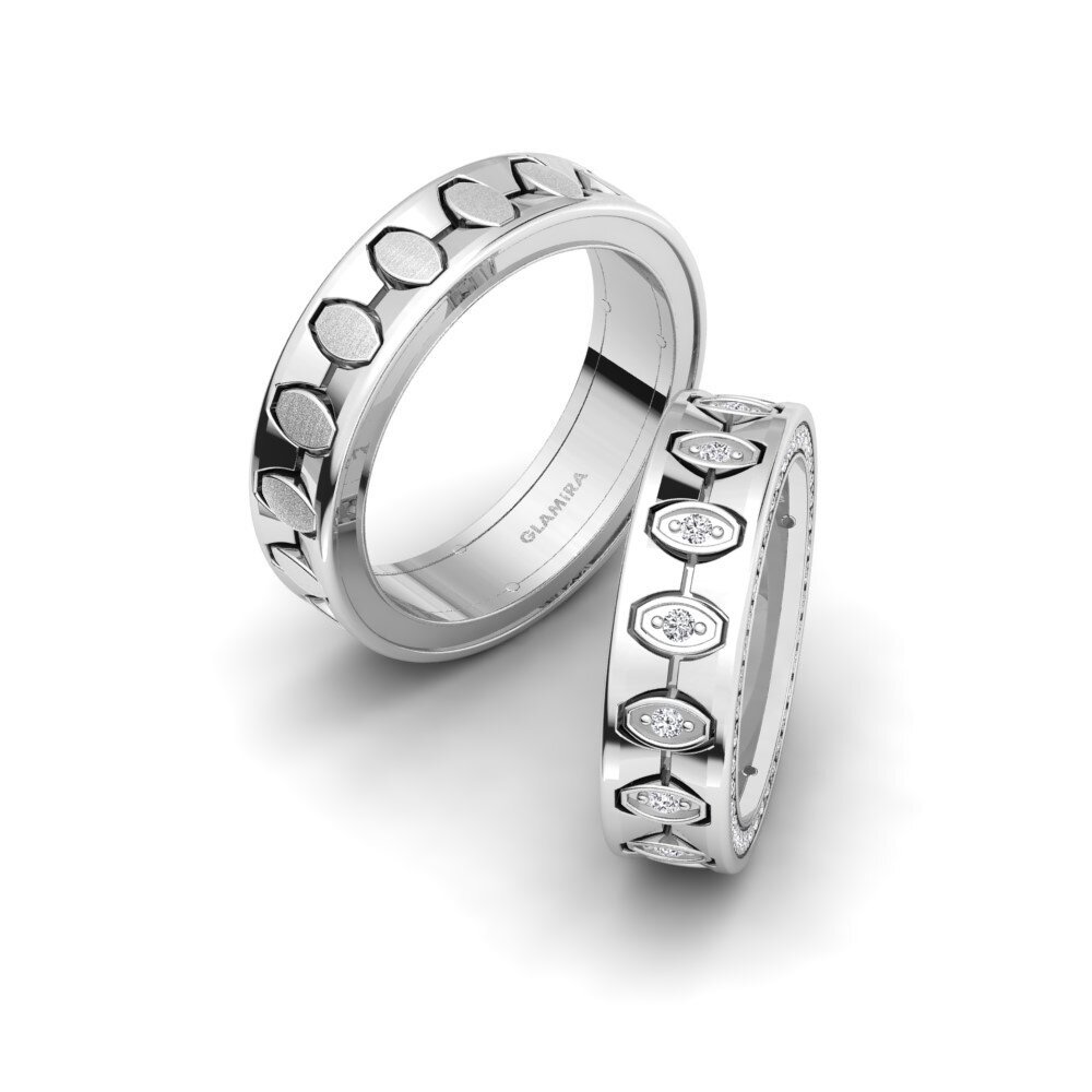 White Silver Diamond Wedding Ring Captivating Heart 6 mm
