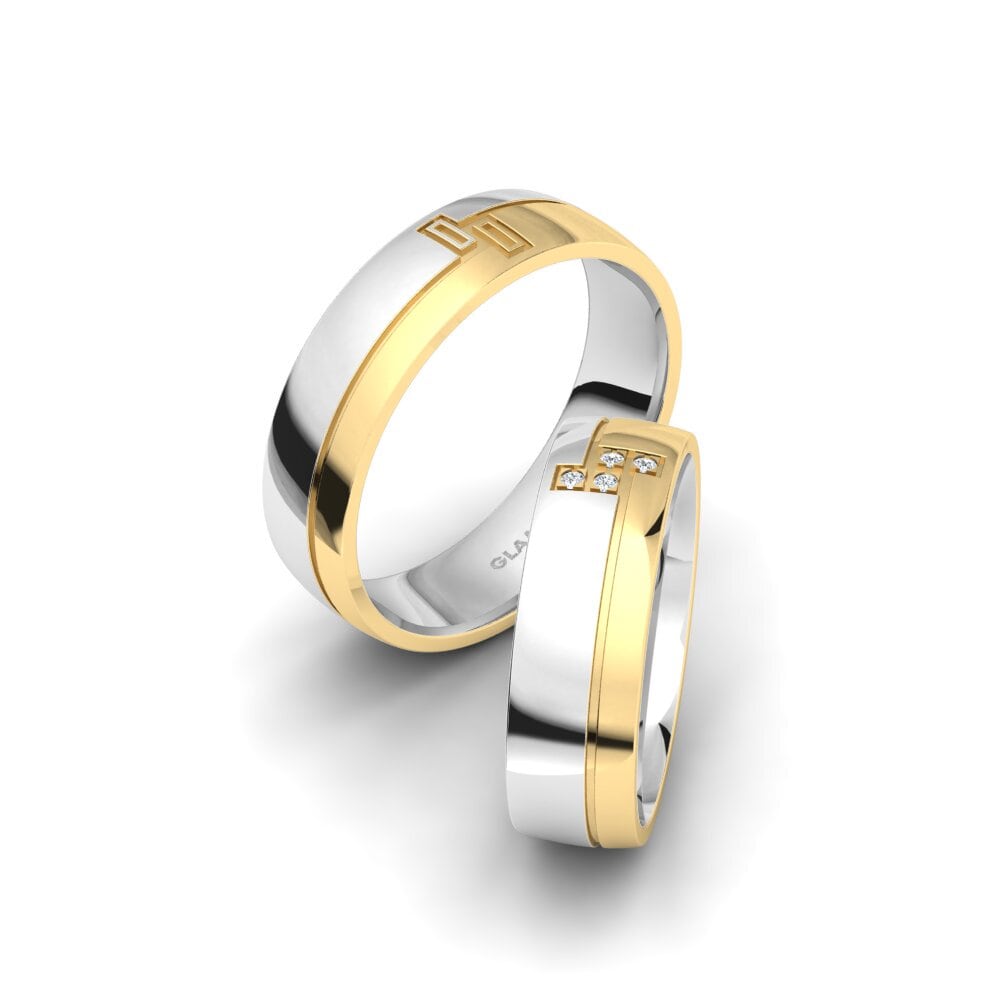 14k White & Yellow Gold Wedding Ring Captivating Shade 6 mm