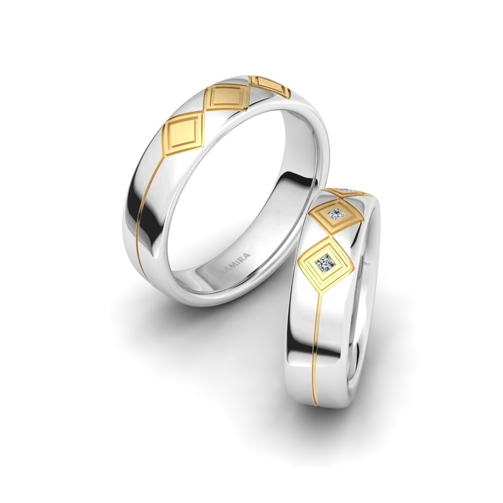 14k White & Yellow Gold Wedding Ring Captivating Solstice 6 mm
