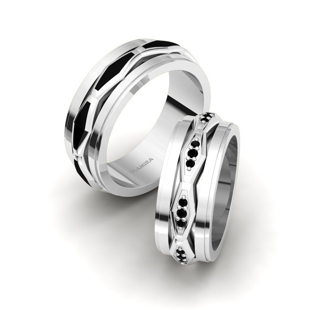 950 Palladium Black Diamond Wedding Ring Captivating Spirit 8 mm