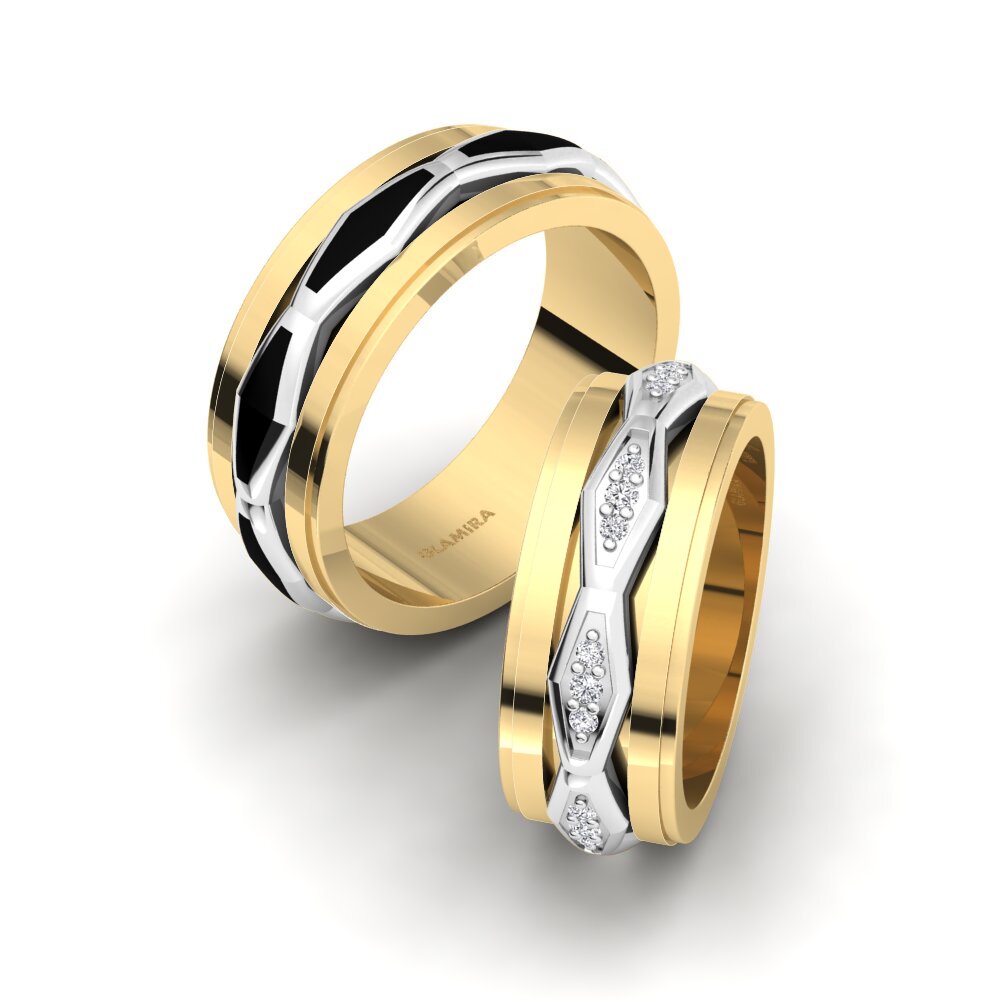 14k Yellow & White Gold Diamond Wedding Ring Captivating Spirit 8 mm