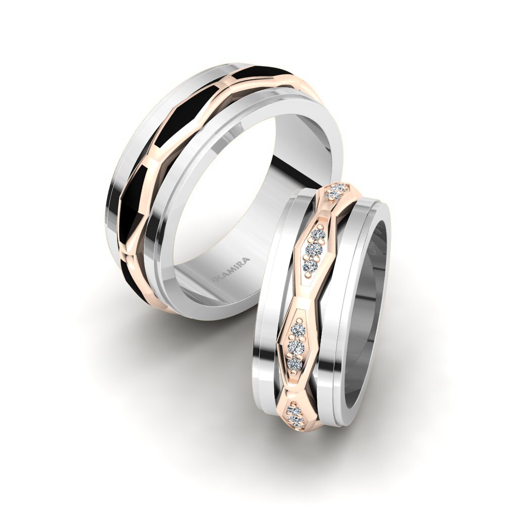 14k Oro Blanco & Rosa Anillo de boda Captivating Spirit 8 mm