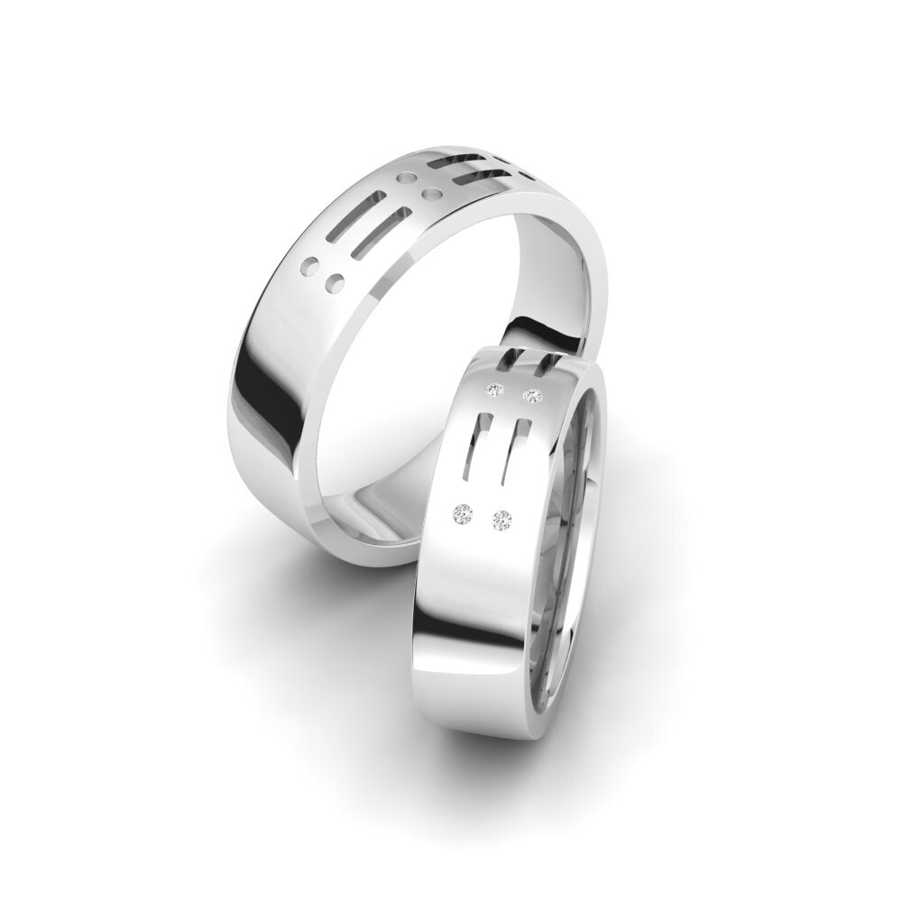 白色藍寶石 結婚戒指 Captivating Union 6 mm