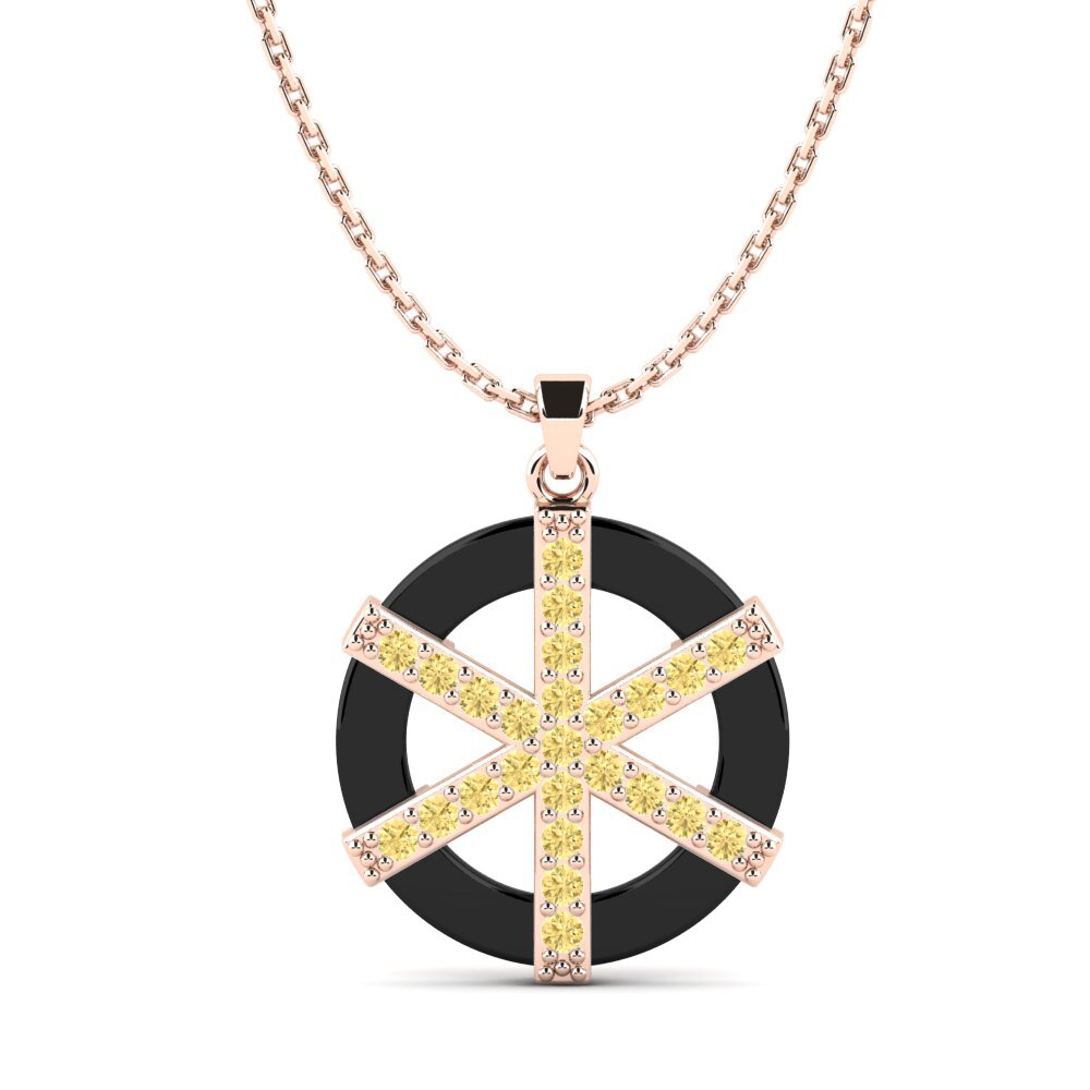 9ct Rose Gold Yellow Diamond Women's Pendant Capuano