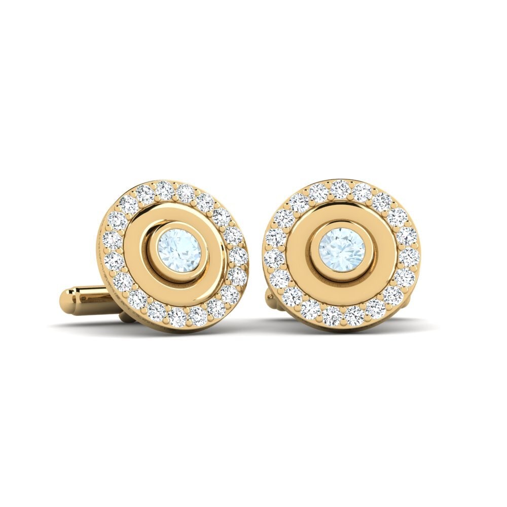 14ct Yellow Gold Aquamarine Cufflink Carafonage