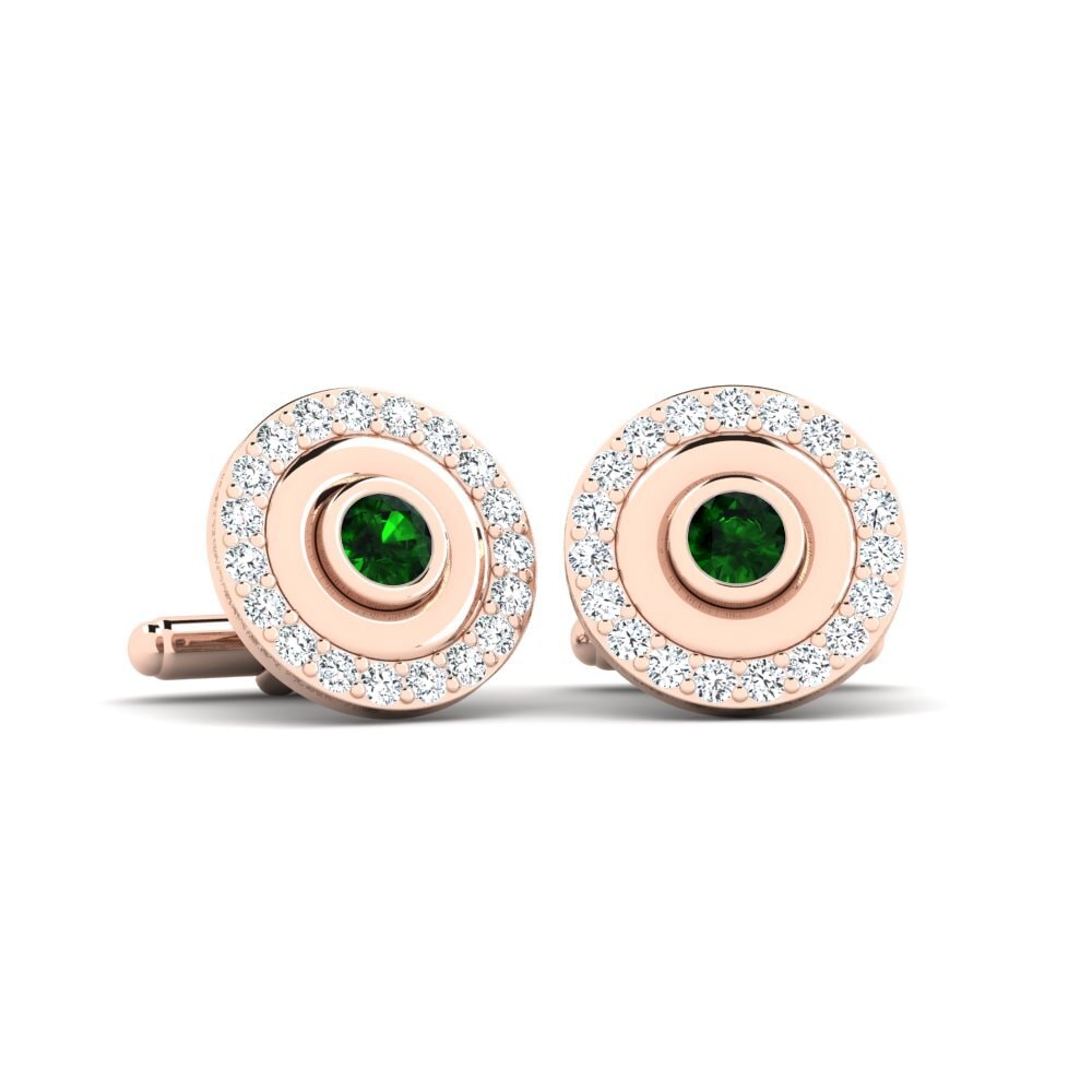 14ct Rose Gold Green Tourmaline Cufflink Carafonage
