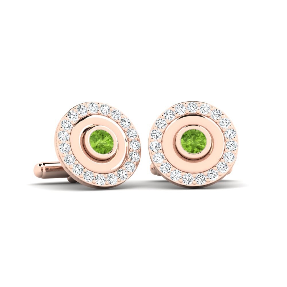 14ct Rose Gold Peridot Cufflink Carafonage