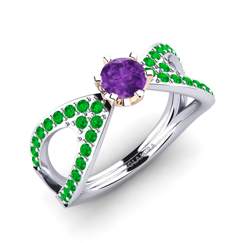 14K Wit & Rood Goud Amethist Verlovingsring Carameleta