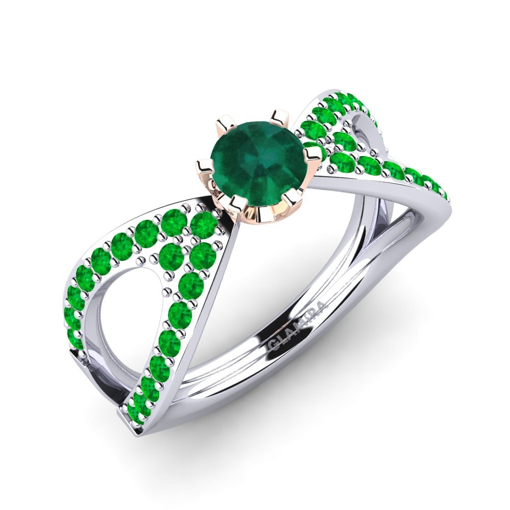 14K Wit & Rood Goud Smaragd Verlovingsring Carameleta
