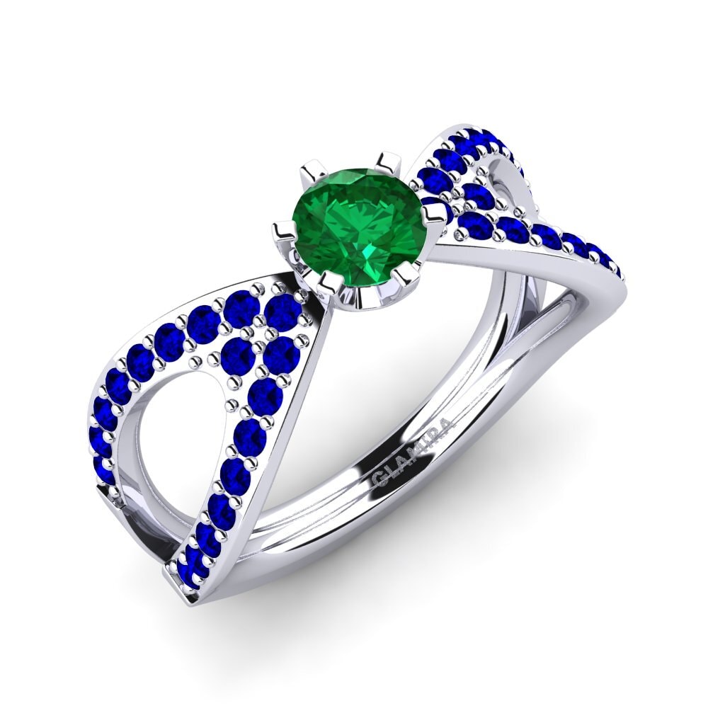 Esmeralda (creada en laboratorio) Anillo de compromiso Carameleta